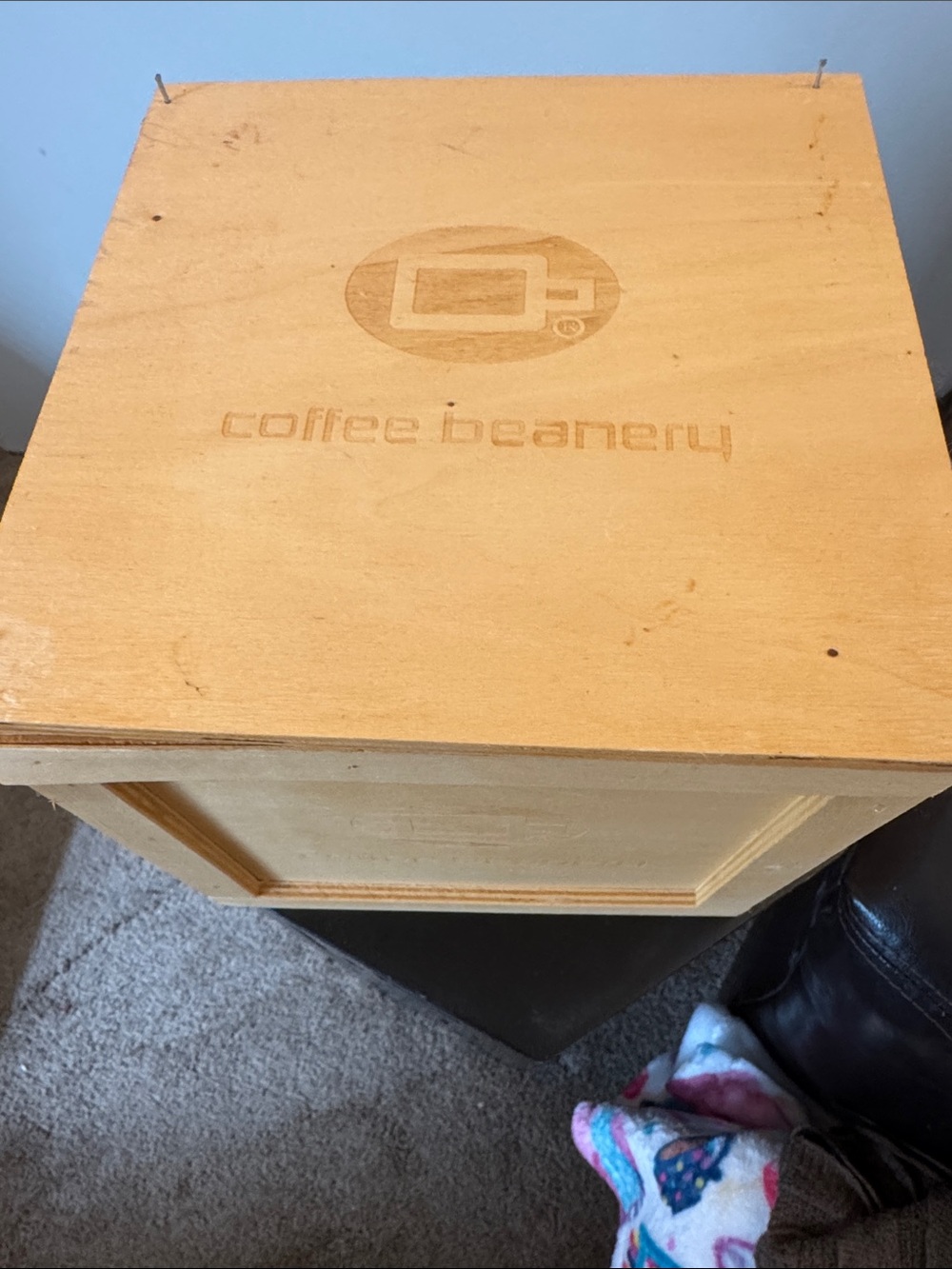 Coffee Beanery Wooden Storage crate  - Light Natural Wood